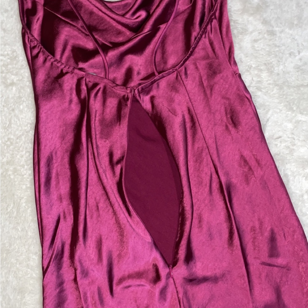 New Lioness Magenta Cowl Neck Silky Dress - Picture 13 of 15